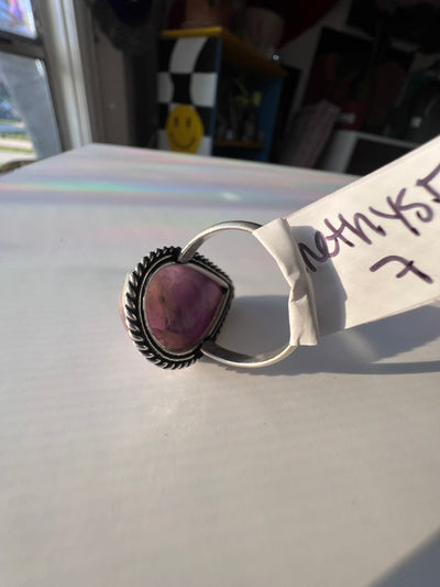 Teardrop Amethyst Sterling Silver Ring Size 7