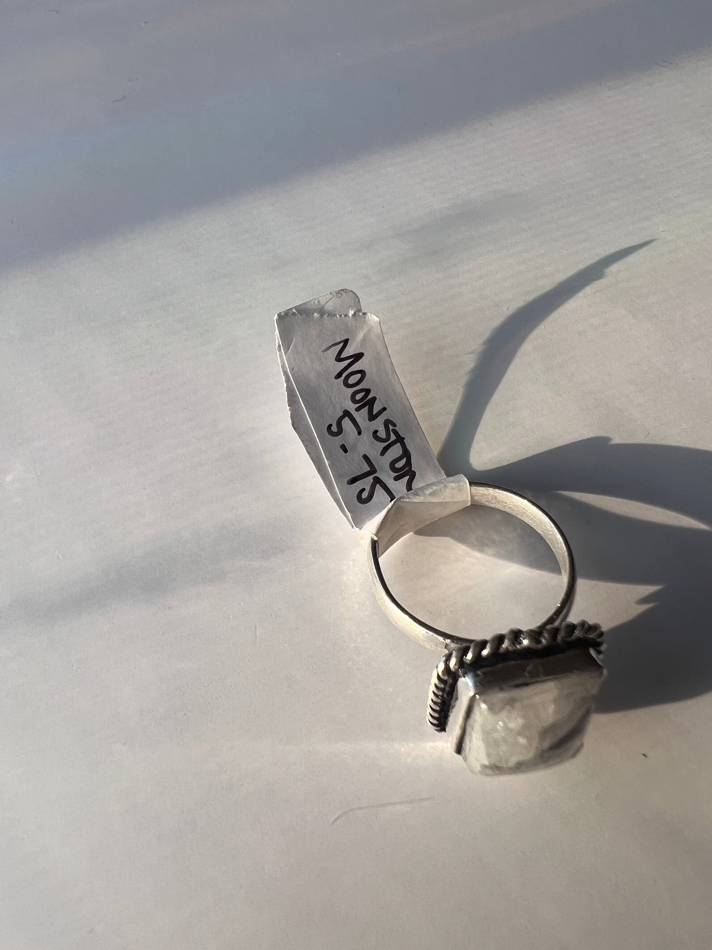 Square Moonstone Sterling Silver Ring Size 5.75