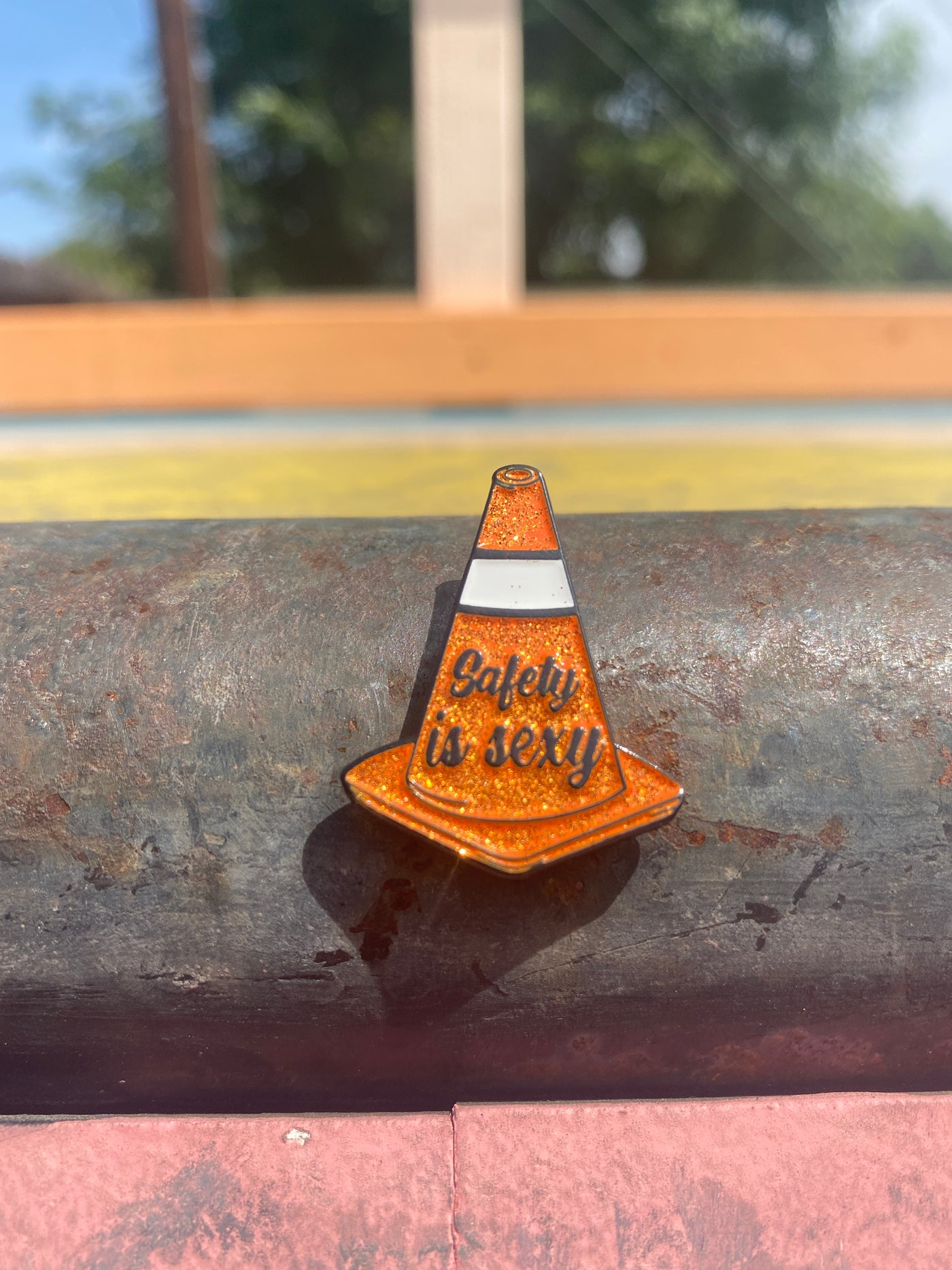 Safety is Sexy Orange Safety Cone Soft Enamel Pin