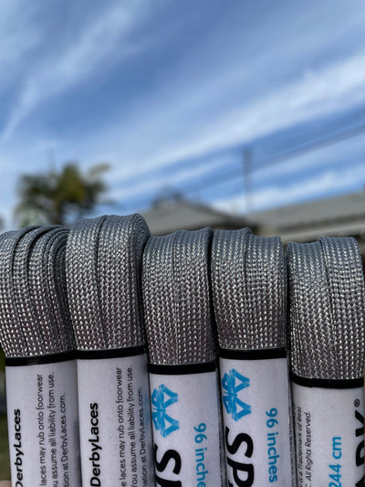 Silver Metallic 96 inch SPARK Roller Skate Laces