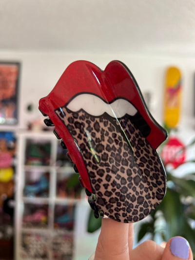 Red Lip + Leopard Tongue Hair Clip