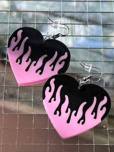 Black and Pink Ignite the Night Earrings