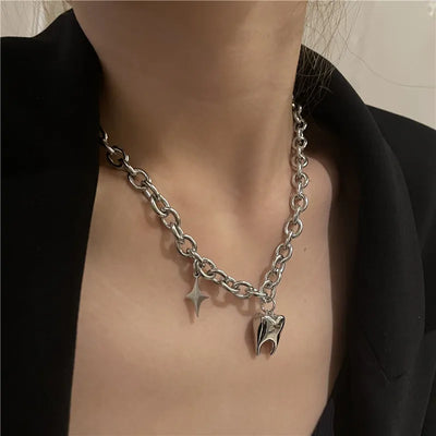 Tooth and Sparkle Surgical Steel Necklace