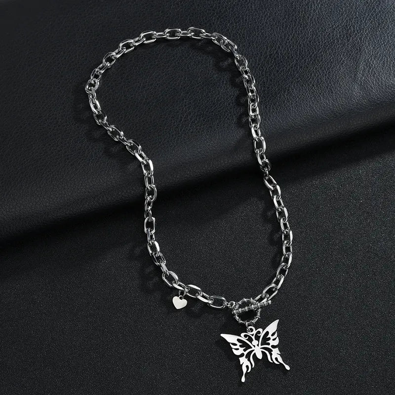 Retro Butterfly Stainless Steel Necklace