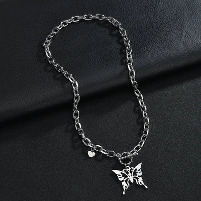Retro Butterfly Stainless Steel Necklace