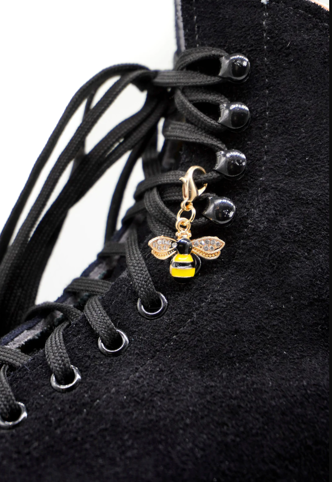 Gold Honey Bee Crystal Skate Charm - Shoe Charms, Zipper Pulls, Bag Charms