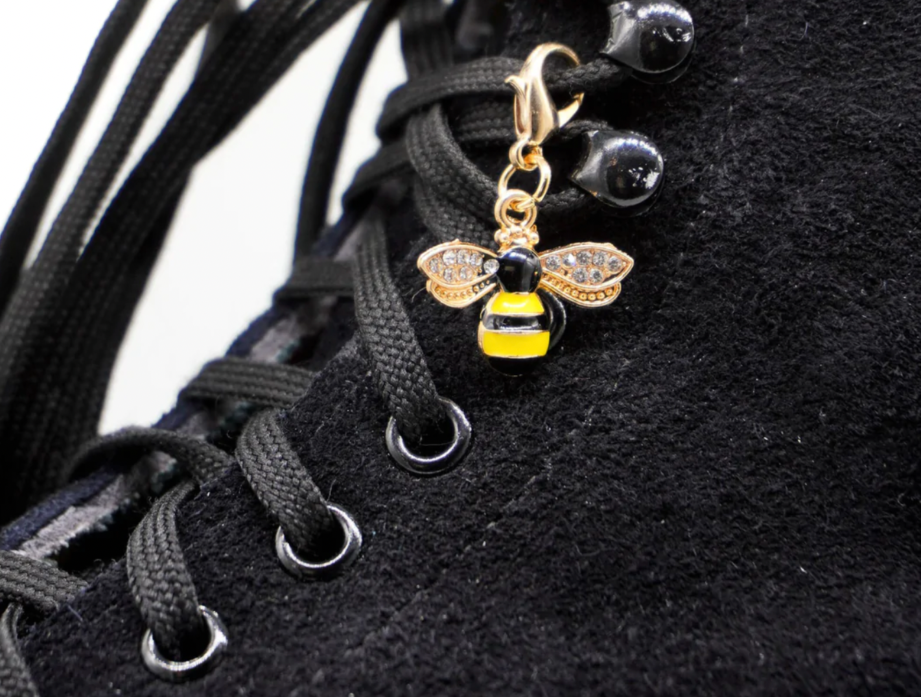 Gold Honey Bee Crystal Skate Charm - Shoe Charms, Zipper Pulls, Bag Charms