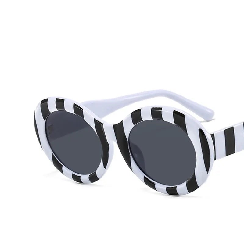 Black and White Striped Barbie Baddie Sunglasses