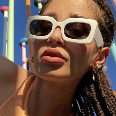 White Betch Full Frame Rectangle Sunglasses