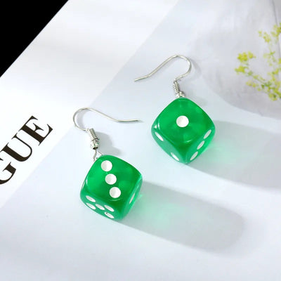 Color Dice Dangle Earrings -Choose your color!-
