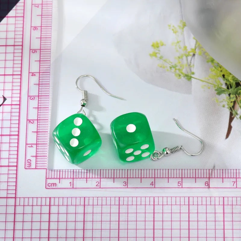 Color Dice Dangle Earrings -Choose your color!-