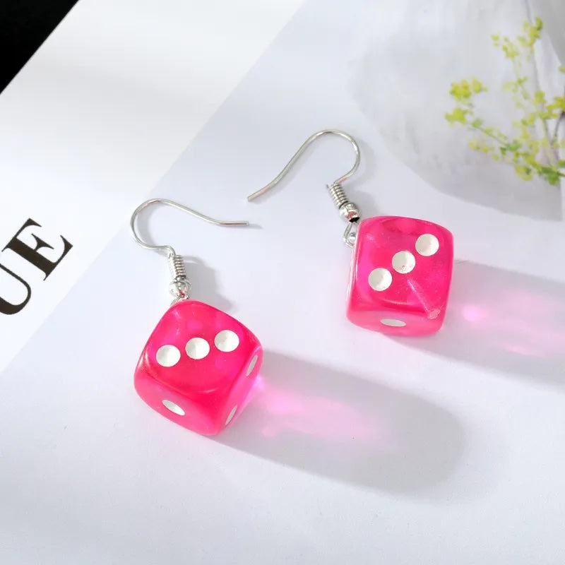 Color Dice Dangle Earrings -Choose your color!-