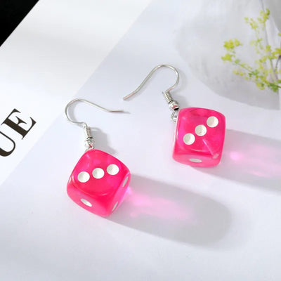 Color Dice Dangle Earrings -Choose your color!-