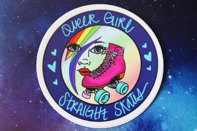 Queer Girl Straight Skates LOGO sticker