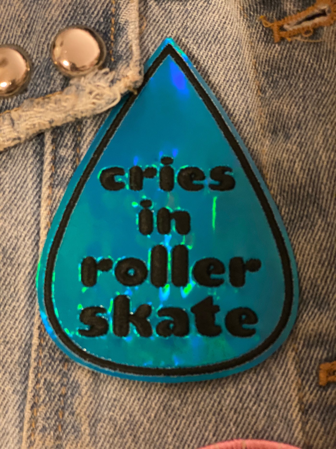 Cries In Roller Skate Blue Holographic Patch