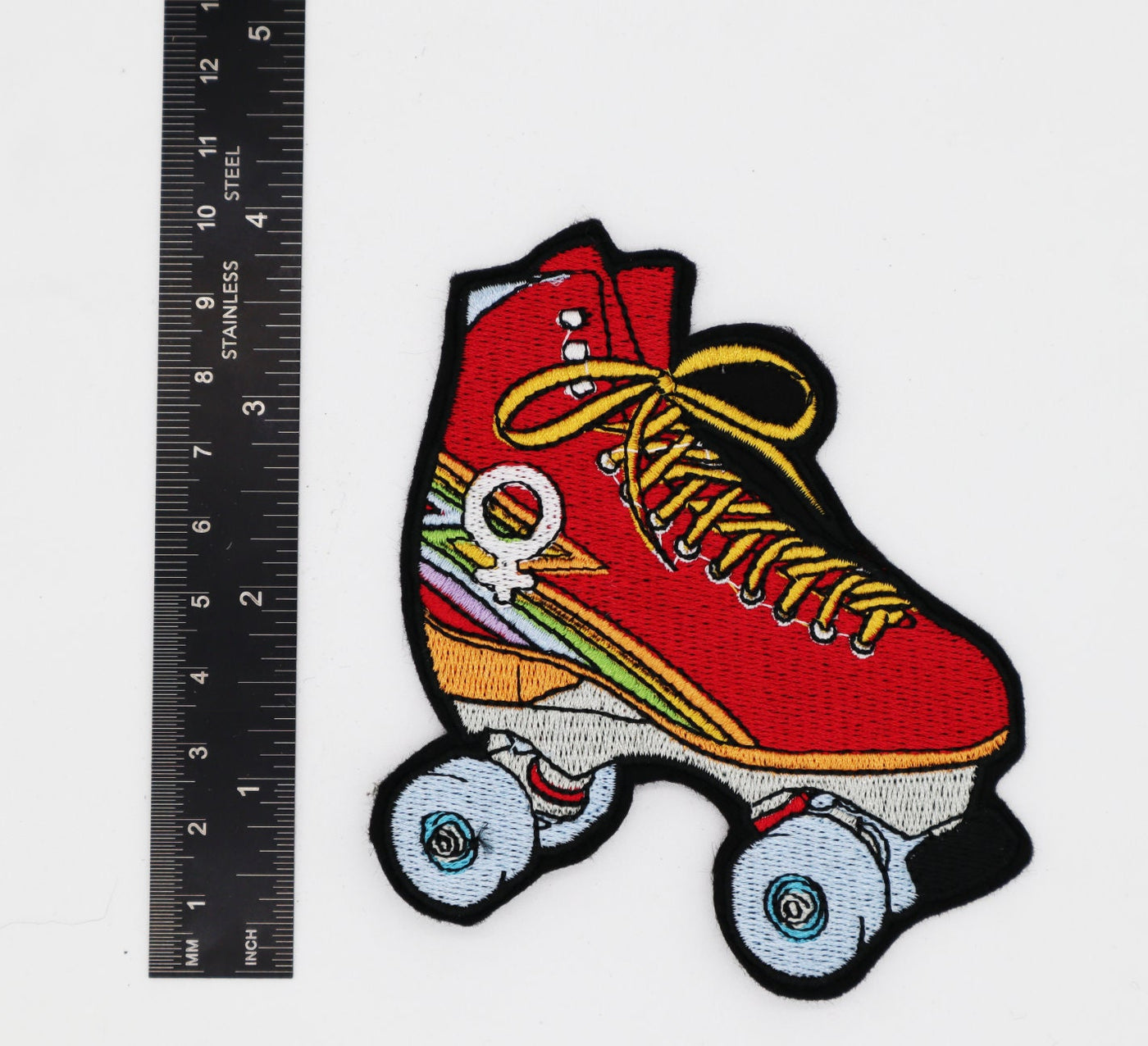 Rainbow Femme Empowerment Roller Skate Embroidered Patch
