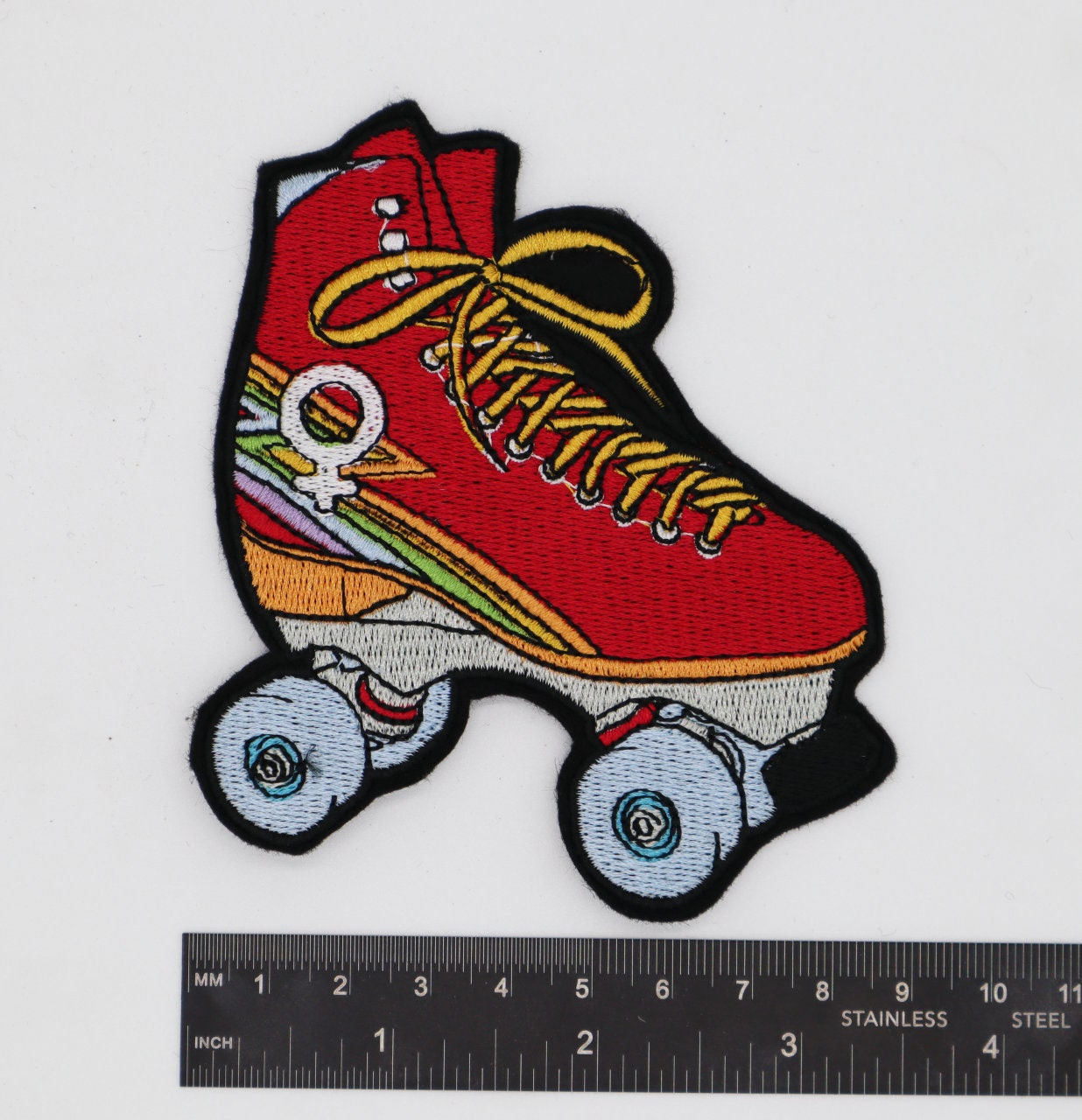 Rainbow Femme Empowerment Roller Skate Embroidered Patch