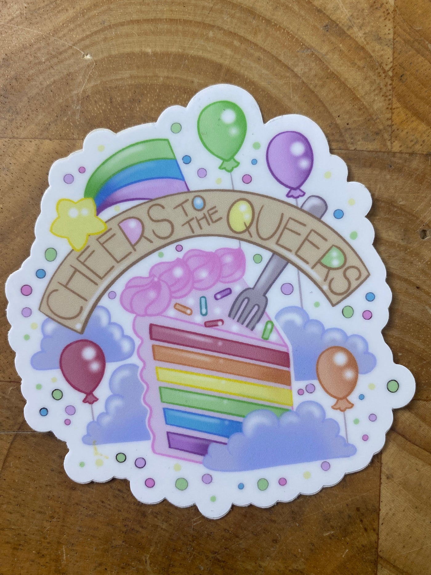 A Slice of Rainbow Cake 3" Sticker