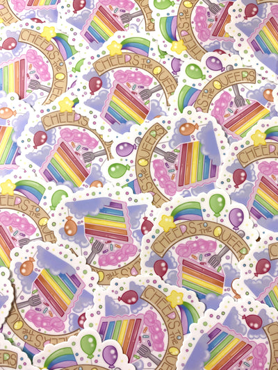 A Slice of Rainbow Cake 3" Sticker
