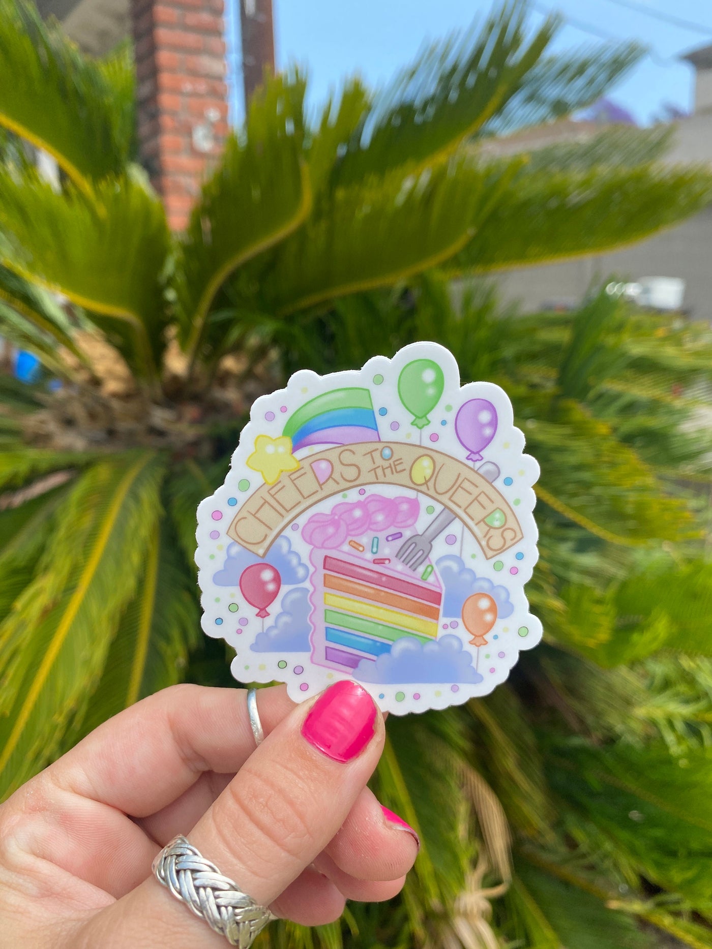 A Slice of Rainbow Cake 3" Sticker