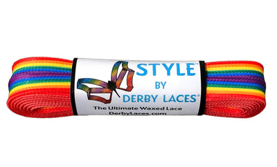 Rainbow Stripe – 45 inch STYLE Waxed Roller Skate Laces 10MM wide