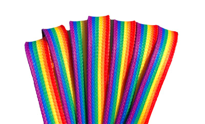 Rainbow Stripe – 45 inch STYLE Waxed Roller Skate Laces 10MM wide