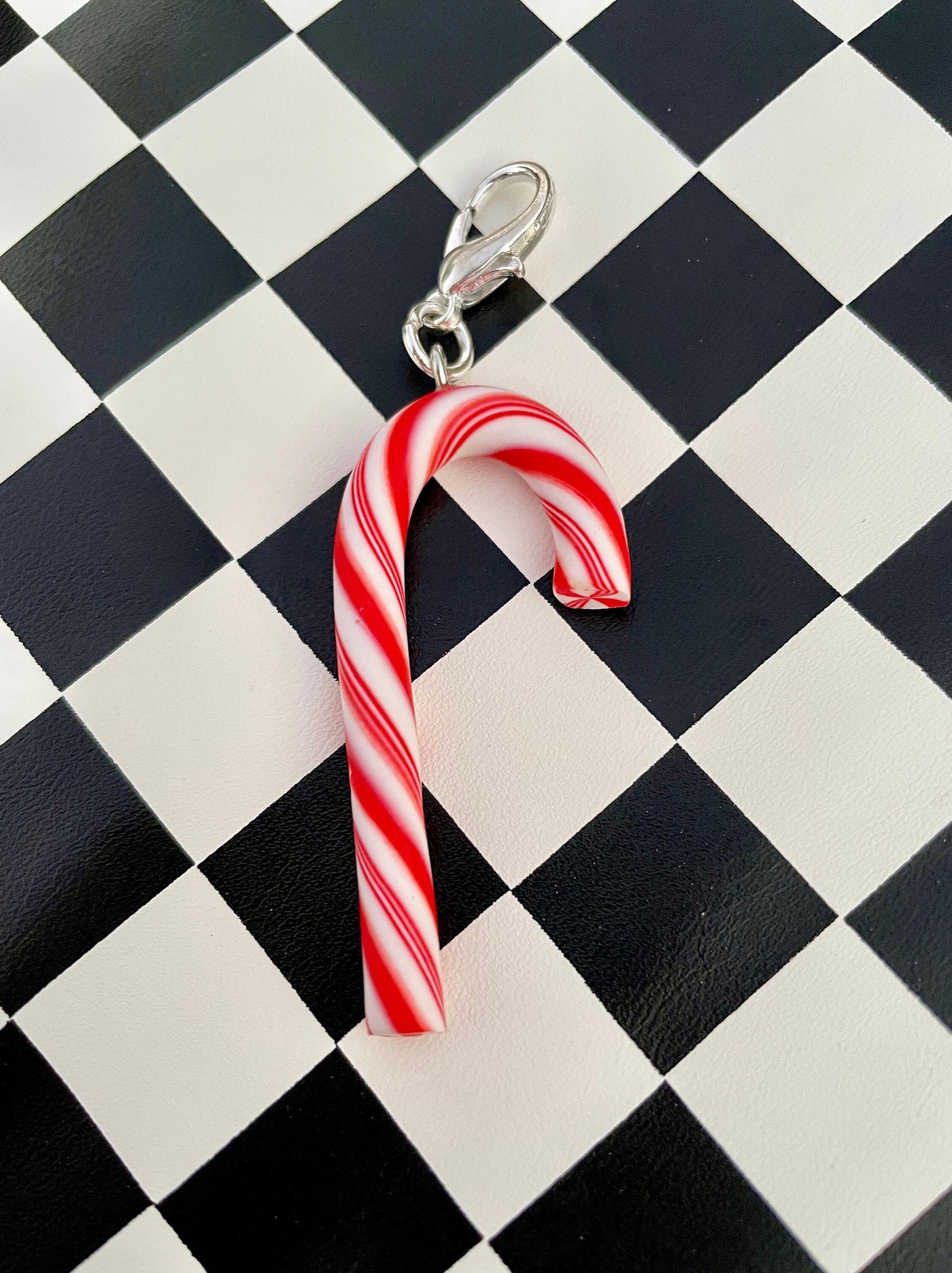 Extra Large Red and White Candy Cane Roller Skate Charm  - Shoe charm, Zipper pull, Bag charm