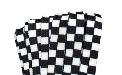 Checkered Black and White – 45 inch STYLE Waxed Roller Skate Laces (10mm wide)