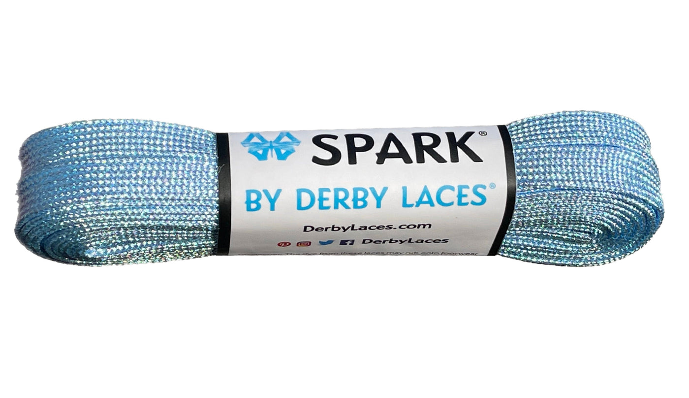 Sky Blue Metallic 96 inch SPARK Roller Skate Laces