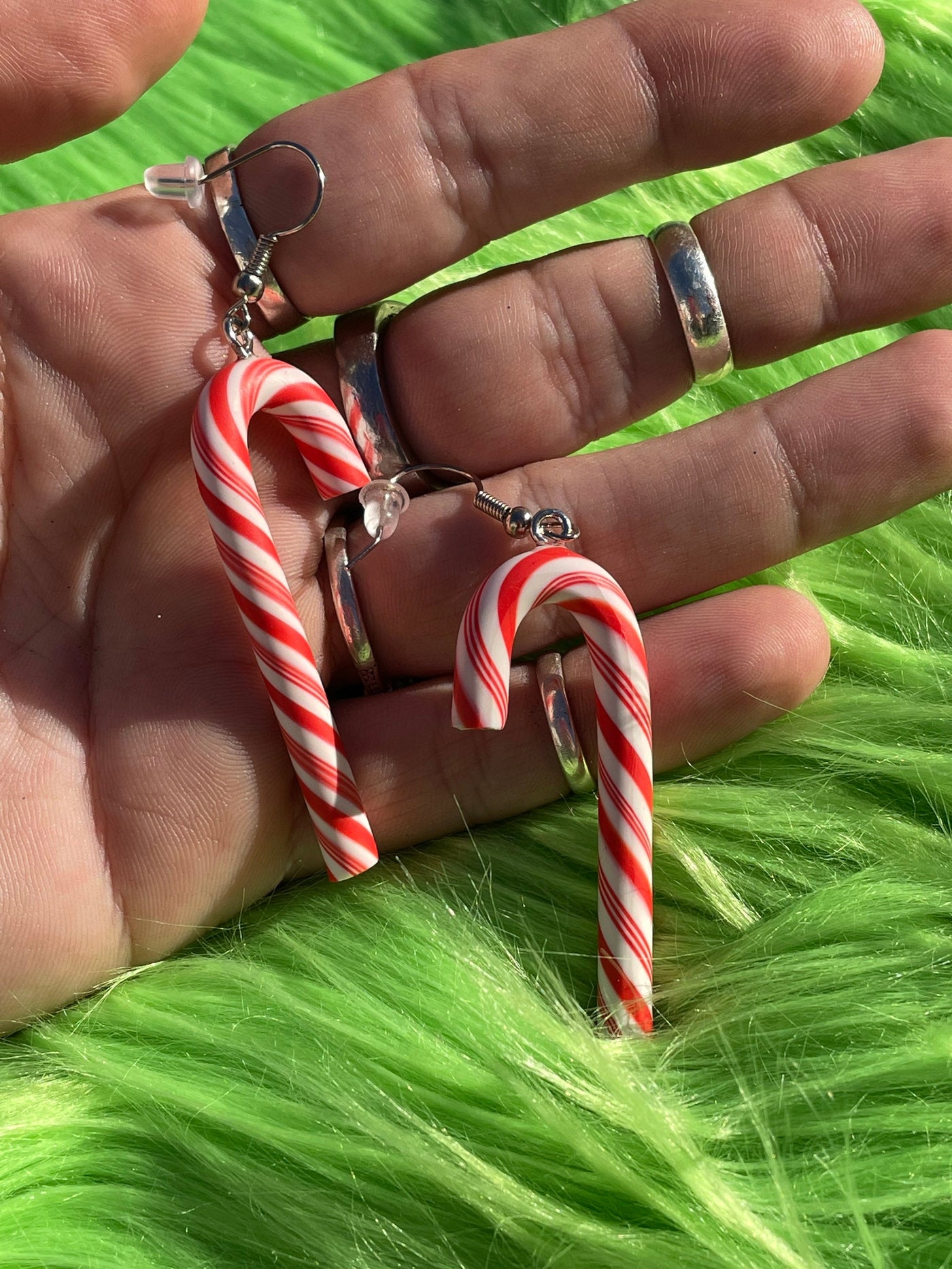 Candy cane drop earrings *Choose Rainbow or Classic*  HYPOALLERGENIC