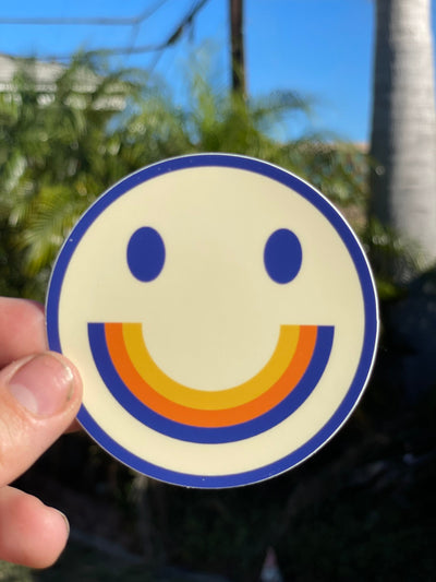 Cheers to the Queers Rainbow Happy Face Sticker in Blue