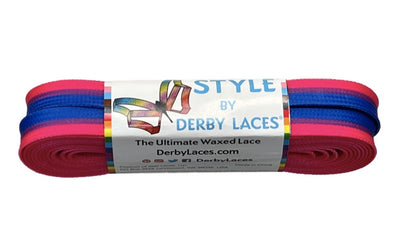 Bi Pride Stripe Laces – 96 inch STYLE Waxed Roller Skate Laces - pink, purple, and blue stripes