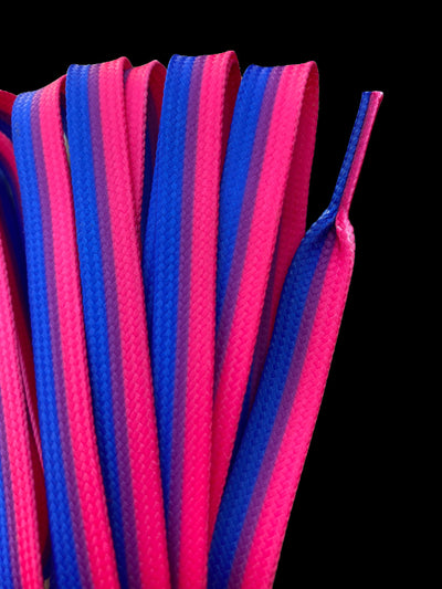 Bi Pride Stripe Laces – 96 inch STYLE Waxed Roller Skate Laces - pink, purple, and blue stripes