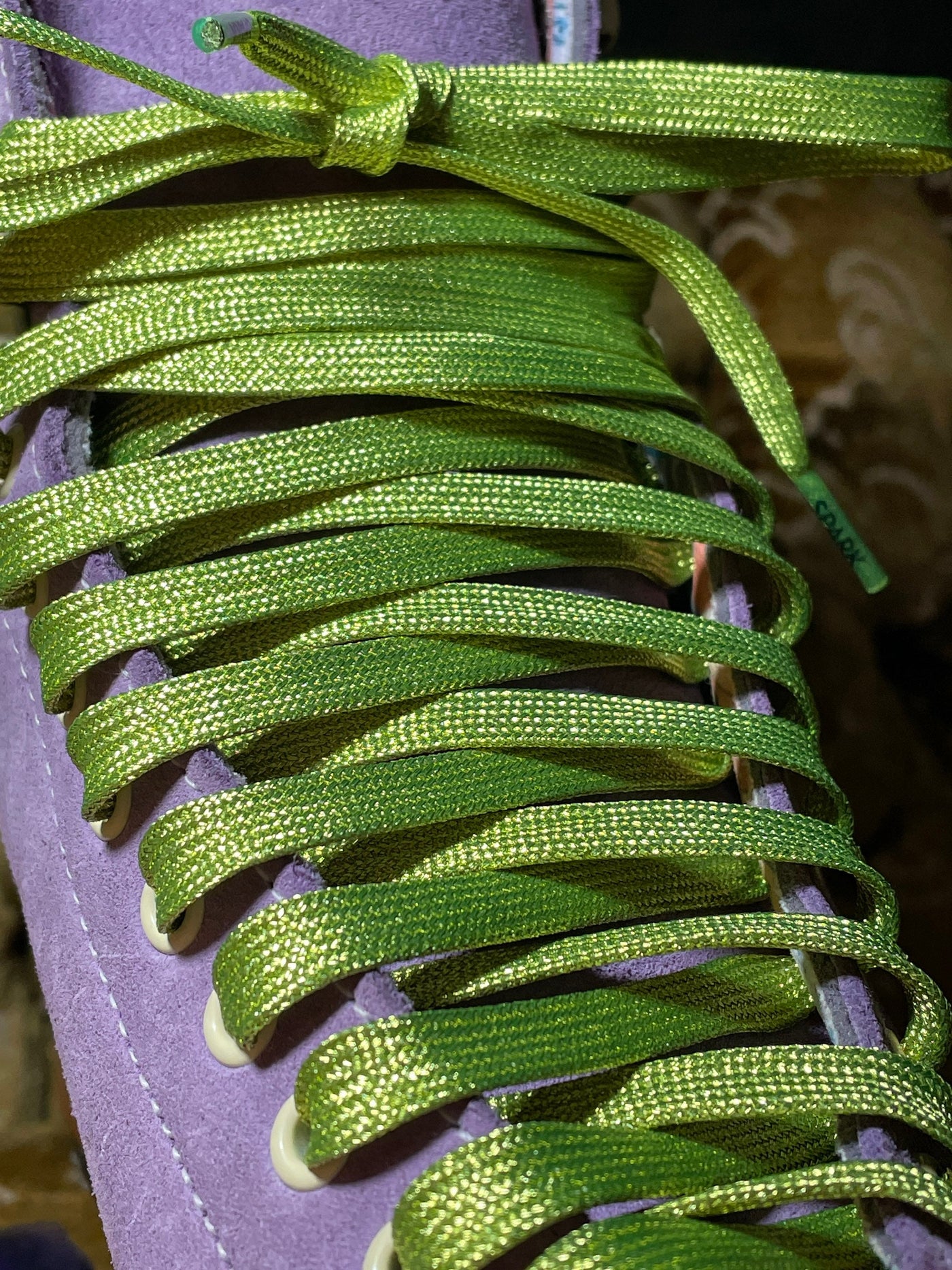 Lime Green Metallic 96 inch SPARK Roller Skate Laces