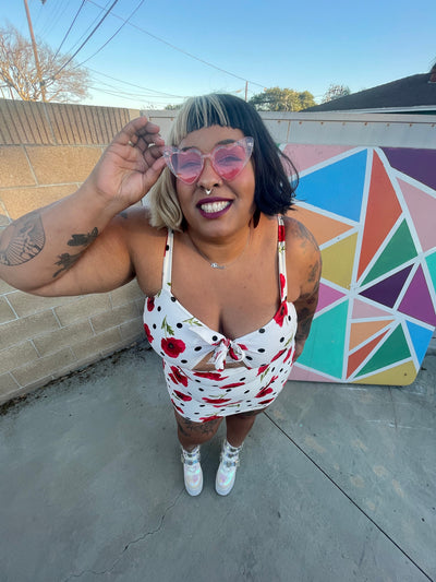 Pink Heart of Glitter Sunnies | pink tinted heart shaped sunglasses