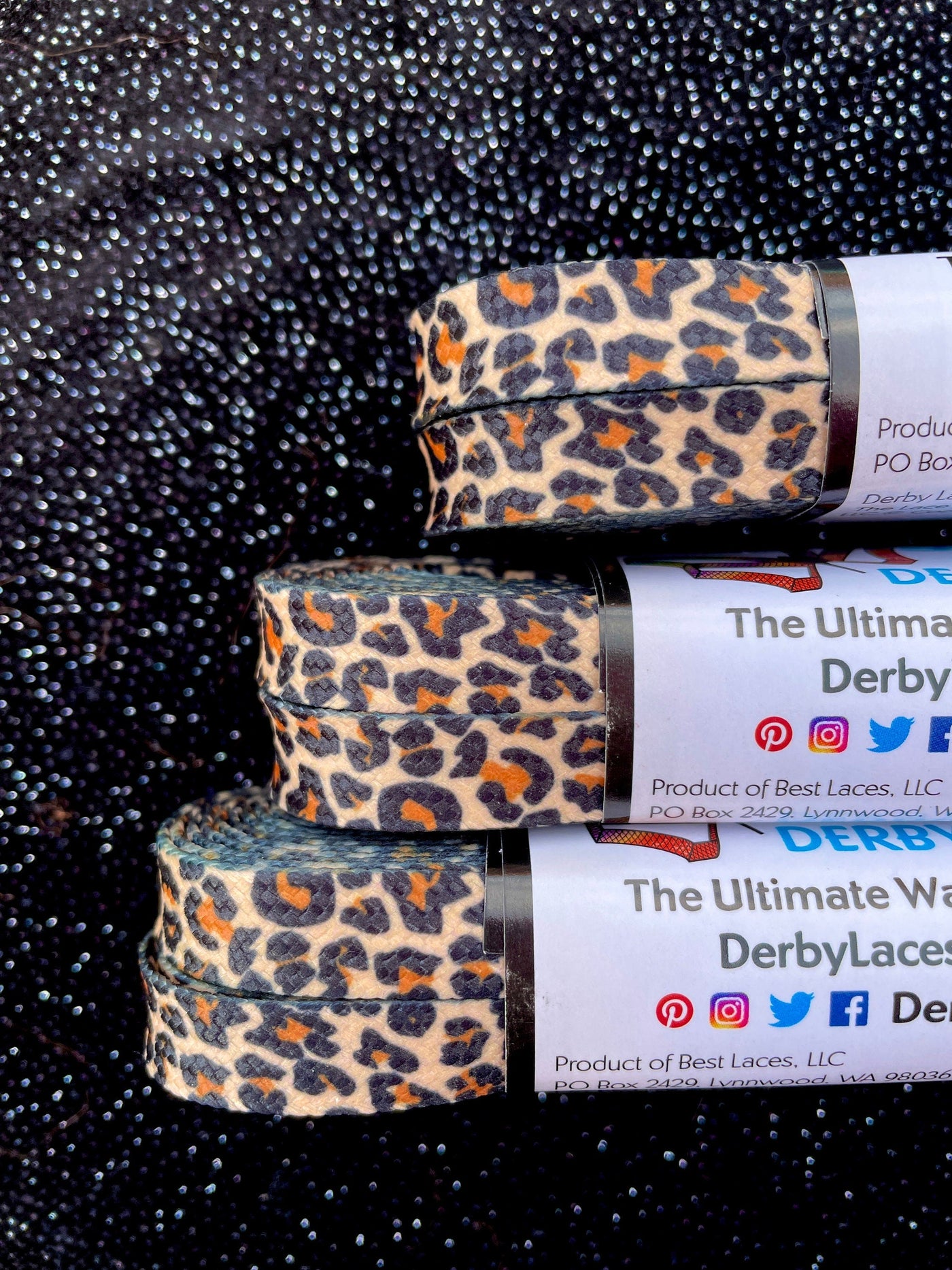 Leopard print 96 inch (10MM) STYLE Waxed Roller Skate Laces