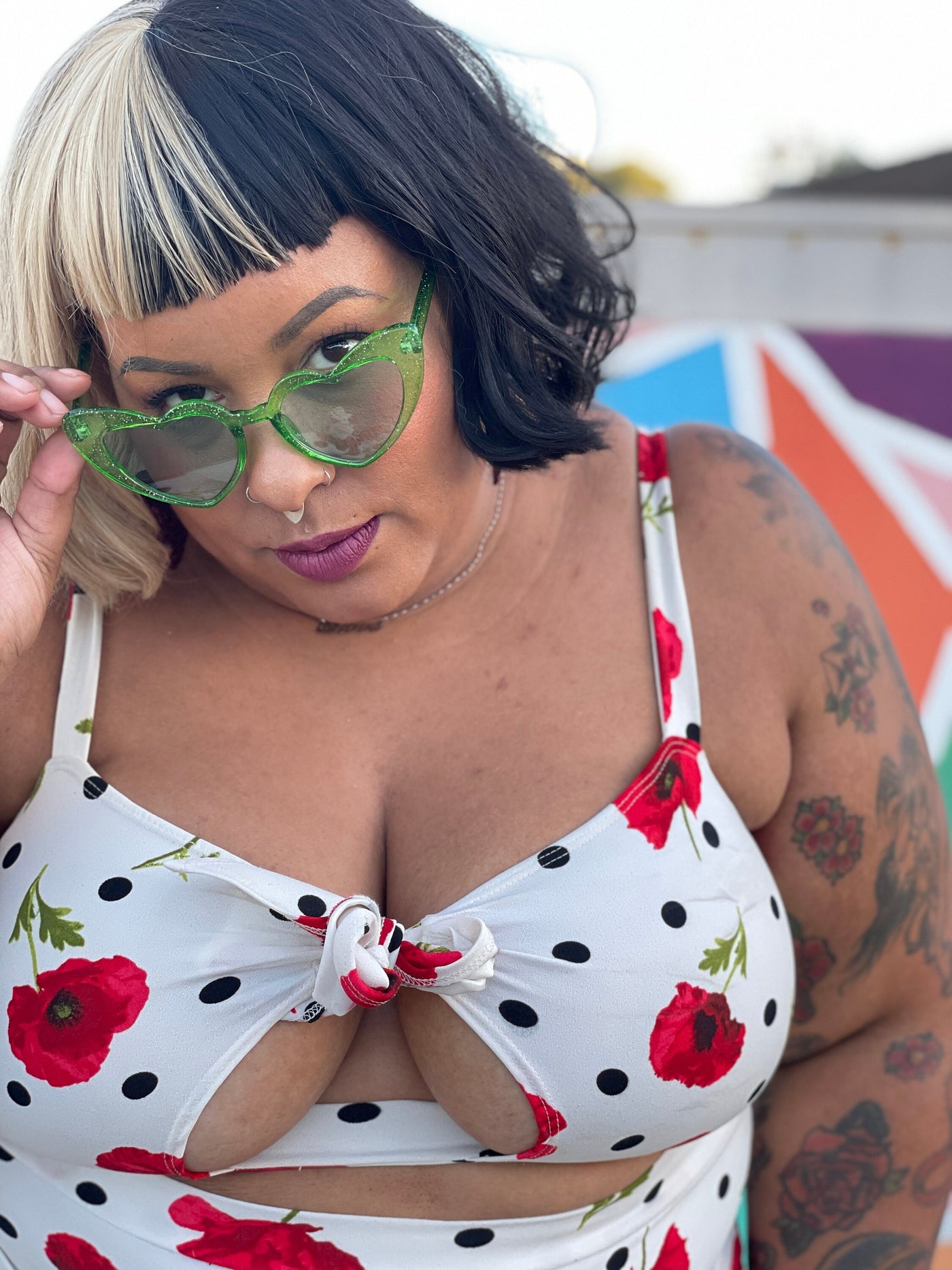 Green Heart of Glitter Sunnies | green tinted heart shaped sunglasses
