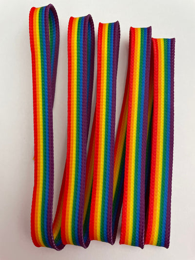 Rainbow Stripe – 96 inch STYLE Waxed Roller Skate Laces (10mm wide)