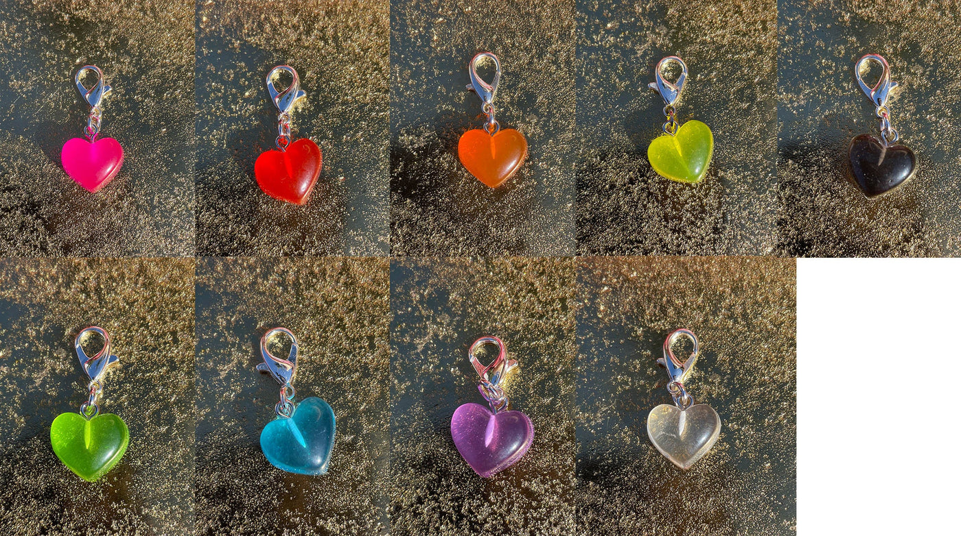 Plump Heart Roller Skate Charm (red, orange, yellow, green, blue, purple, pink, clear, black) - Shoe charm, Zipper pull, Bag charm