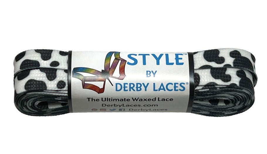 cow print laces- 96 inch (244 cm) STYLE Waxed Shoe and Skate Lace by Derby Laces