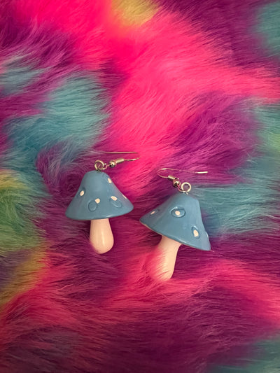 Blue I Love You So Mushroom Dangle Earrings