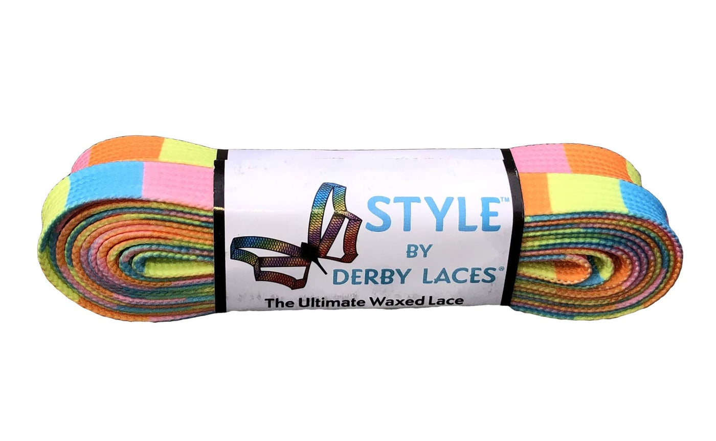 Summer Beach Block – 96 inch (244 cm) STYLE Waxed Shoe and Skate Lace by Derby Laces