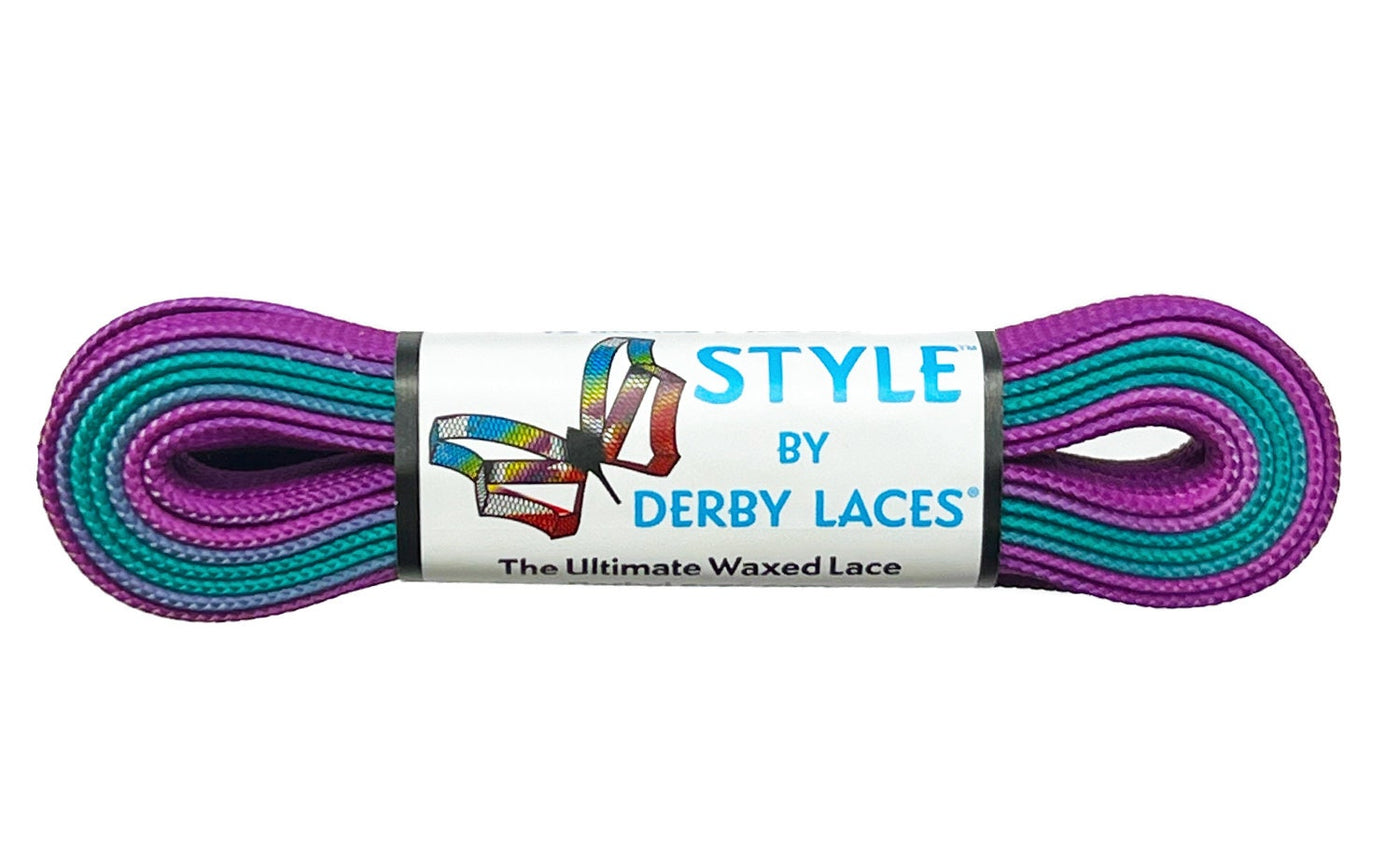 Ombre Purple Teal – 96 inch (244 cm) STYLE Waxed Shoe and Skate Lace by Derby Laces