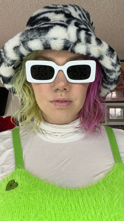 White Betch Full Frame Rectangle Sunglasses