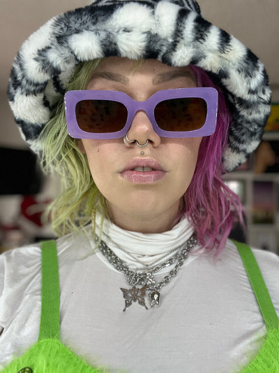 Purple Jelly Full Frame Rectangle Sunglasses