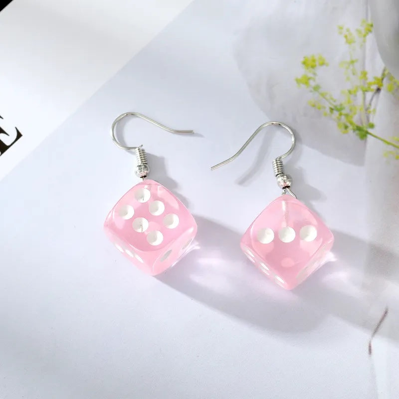 Color Dice Dangle Earrings -Choose your color!-