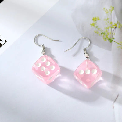 Color Dice Dangle Earrings -Choose your color!-