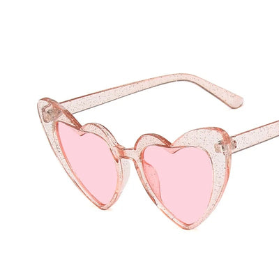 Pink Heart of Glitter Sunnies | pink tinted heart shaped sunglasses
