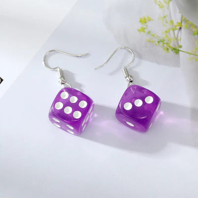 Color Dice Dangle Earrings -Choose your color!-
