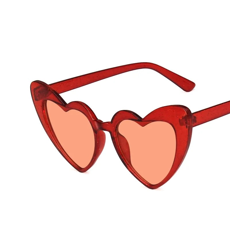Red Heart of Glitter Sunnies | red tinted heart shaped sunglasses